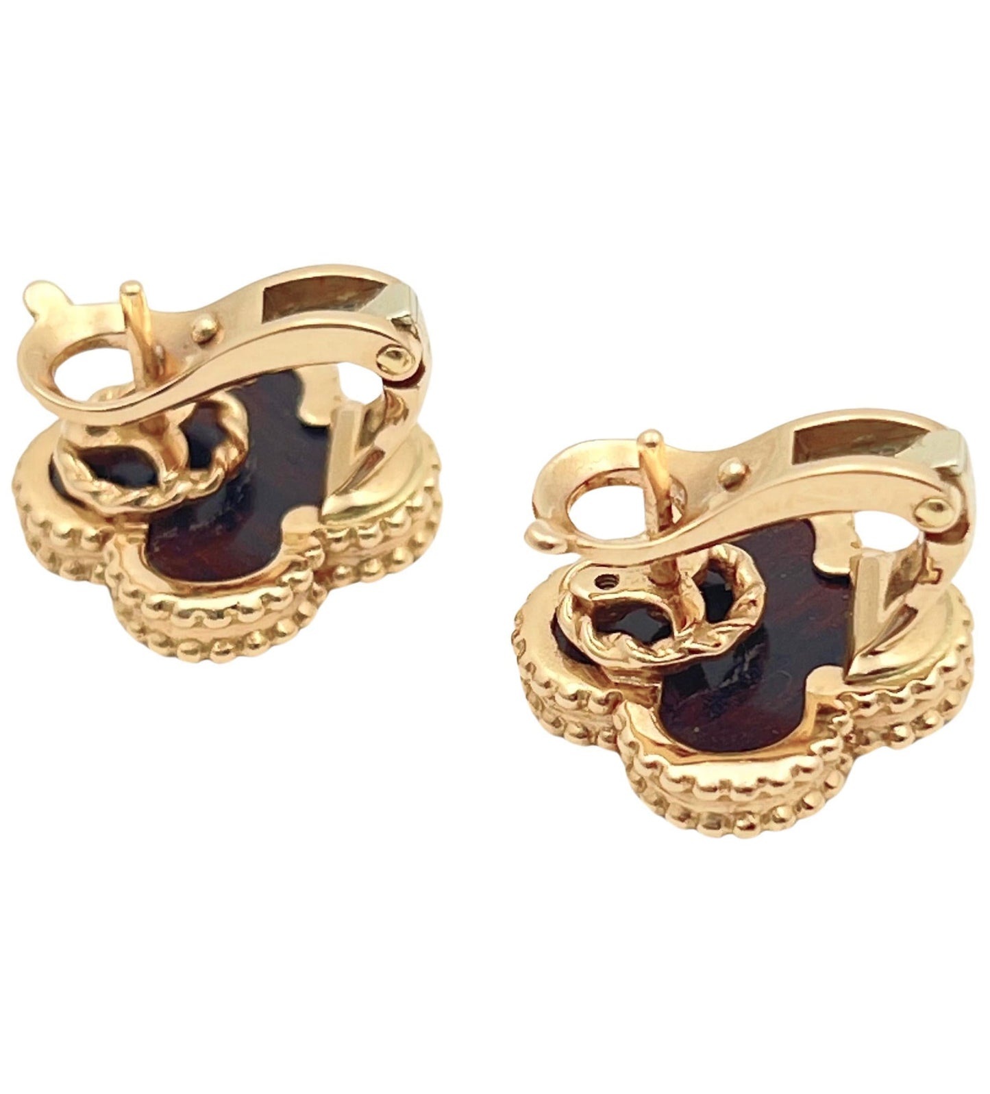 Van Cleef & Arpels - 18k Rose Gold Letterwood Vintage Alhambra Earrings