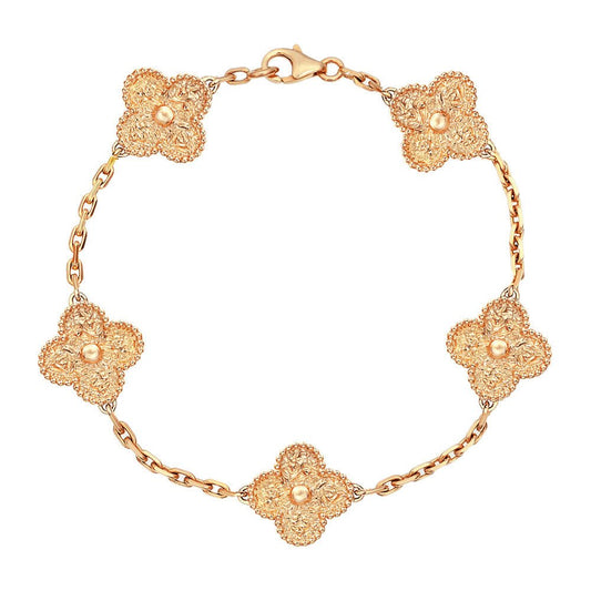 Van Cleef & Arpels - 18k Rose Gold Vintage Alhambra Bracelet