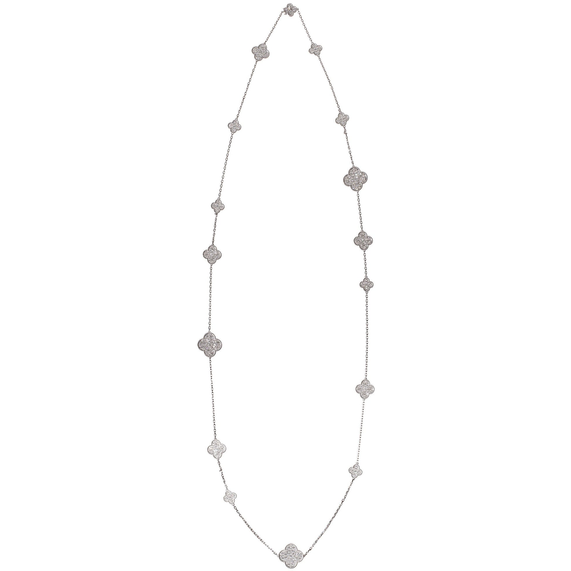 Van Cleef & Arpels - 18k White Gold Diamond Magic Alhambra Long Necklace