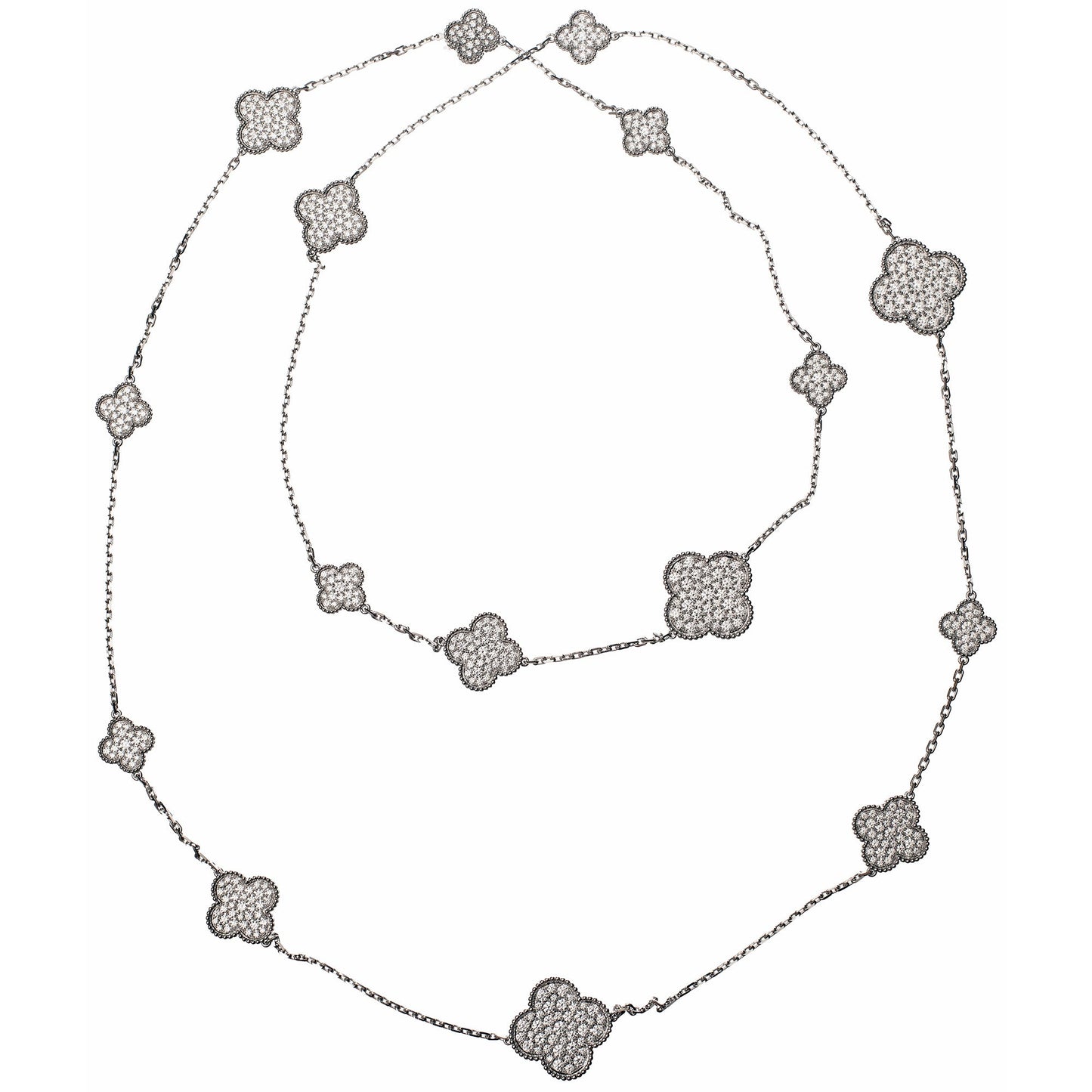 Van Cleef & Arpels - 18k White Gold Diamond Magic Alhambra Long Necklace