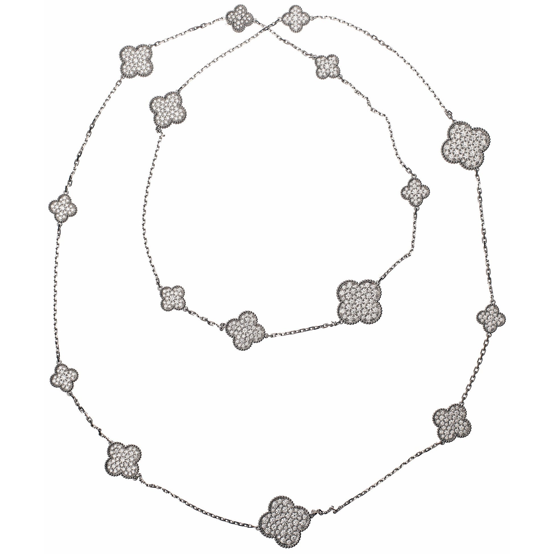 Van Cleef & Arpels - 18k White Gold Diamond Magic Alhambra Long Necklace