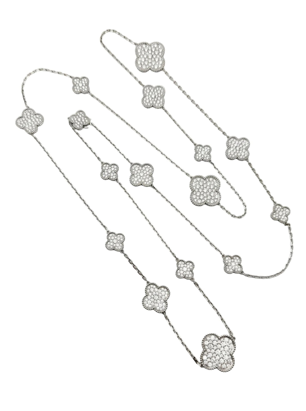 Van Cleef & Arpels - 18k White Gold Diamond Magic Alhambra Long Necklace
