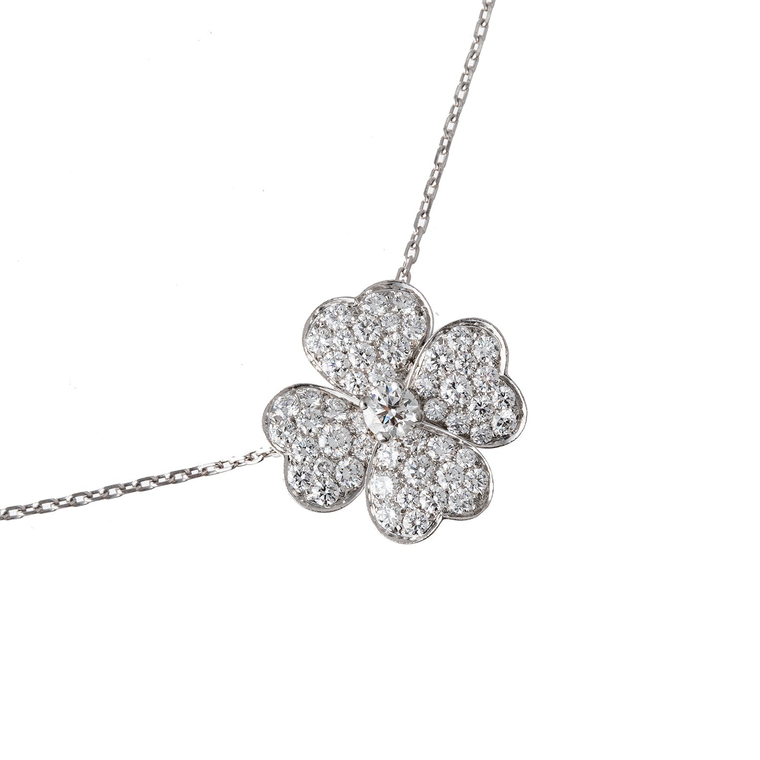 Van Cleef & Arpels - 18k White Gold Diamond Small Cosmos Pendant Brooch