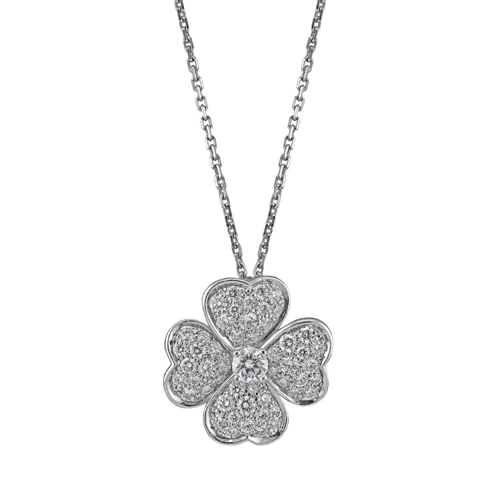 Van Cleef & Arpels - 18k White Gold Diamond Small Cosmos Pendant Brooch
