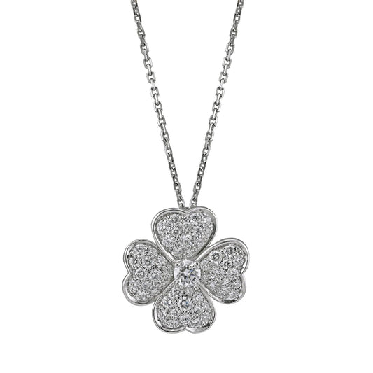 Van Cleef & Arpels - 18k White Gold Diamond Small Cosmos Pendant Brooch