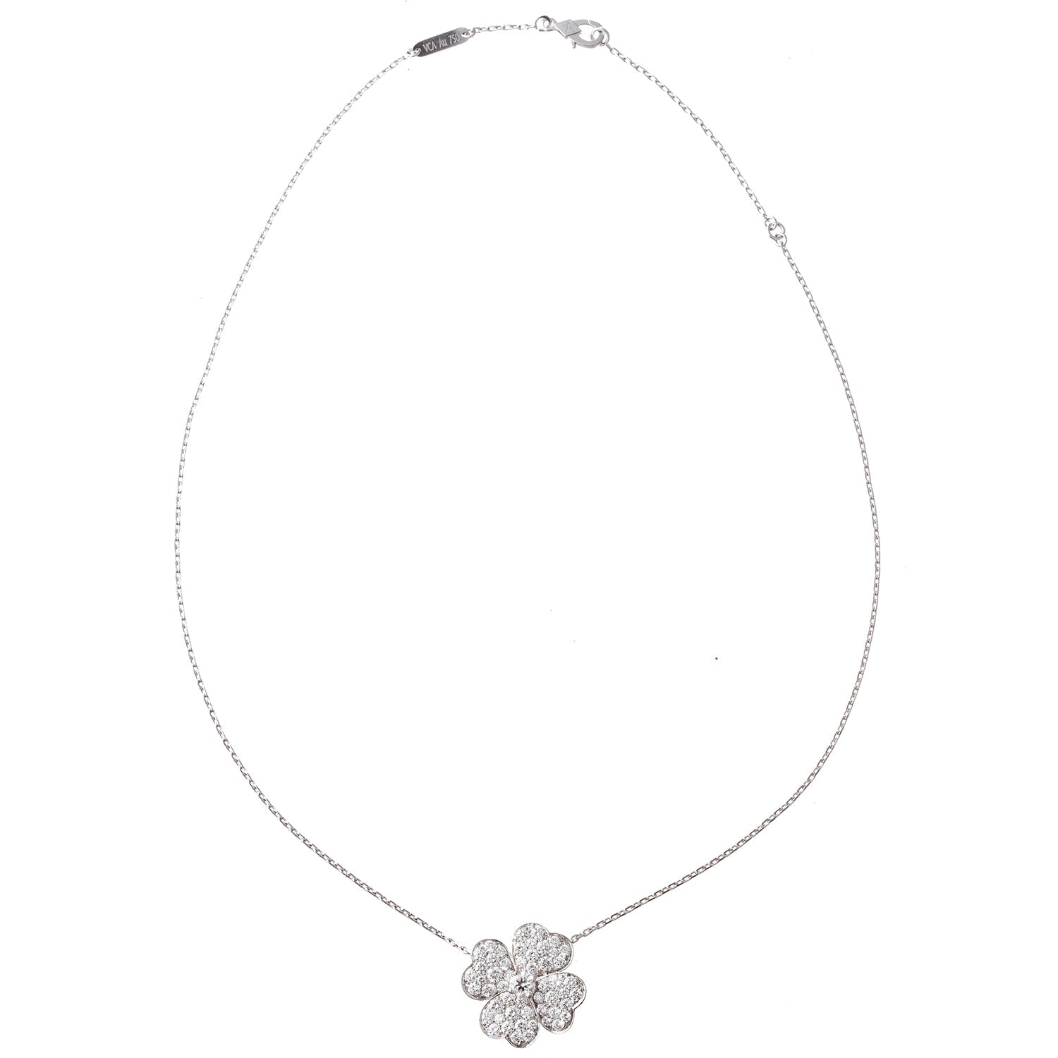 Van Cleef & Arpels - 18k White Gold Diamond Small Cosmos Pendant Brooch