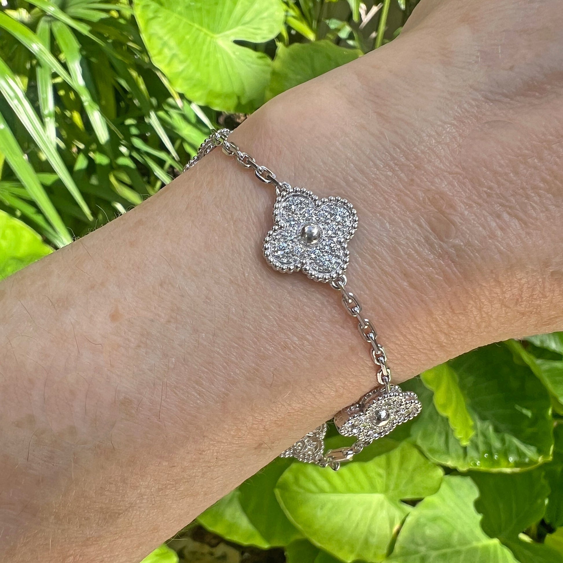 Van Cleef & Arpels - 18k White Gold Diamond Vintage Alhambra Bracelet