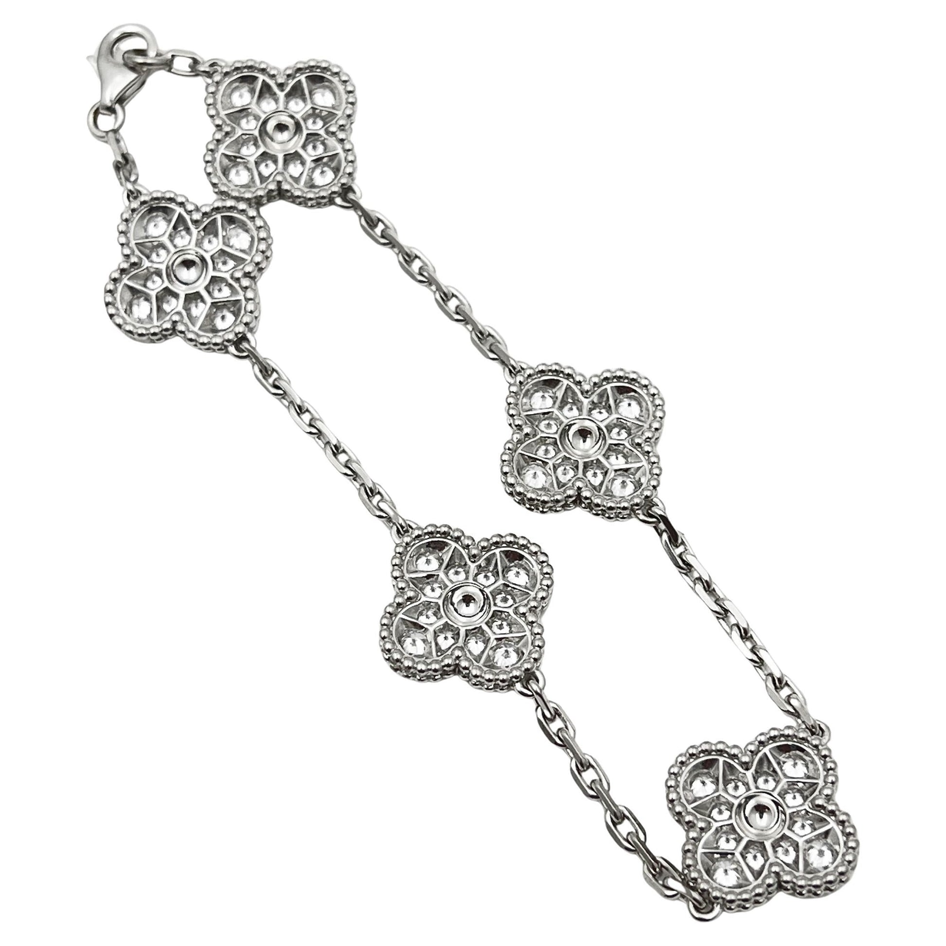Van Cleef & Arpels - 18k White Gold Diamond Vintage Alhambra Bracelet