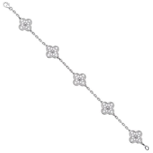Van Cleef & Arpels - 18k White Gold Diamond Vintage Alhambra Bracelet