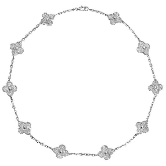 Van Cleef & Arpels - 18k White Gold Diamond Vintage Alhambra Necklace