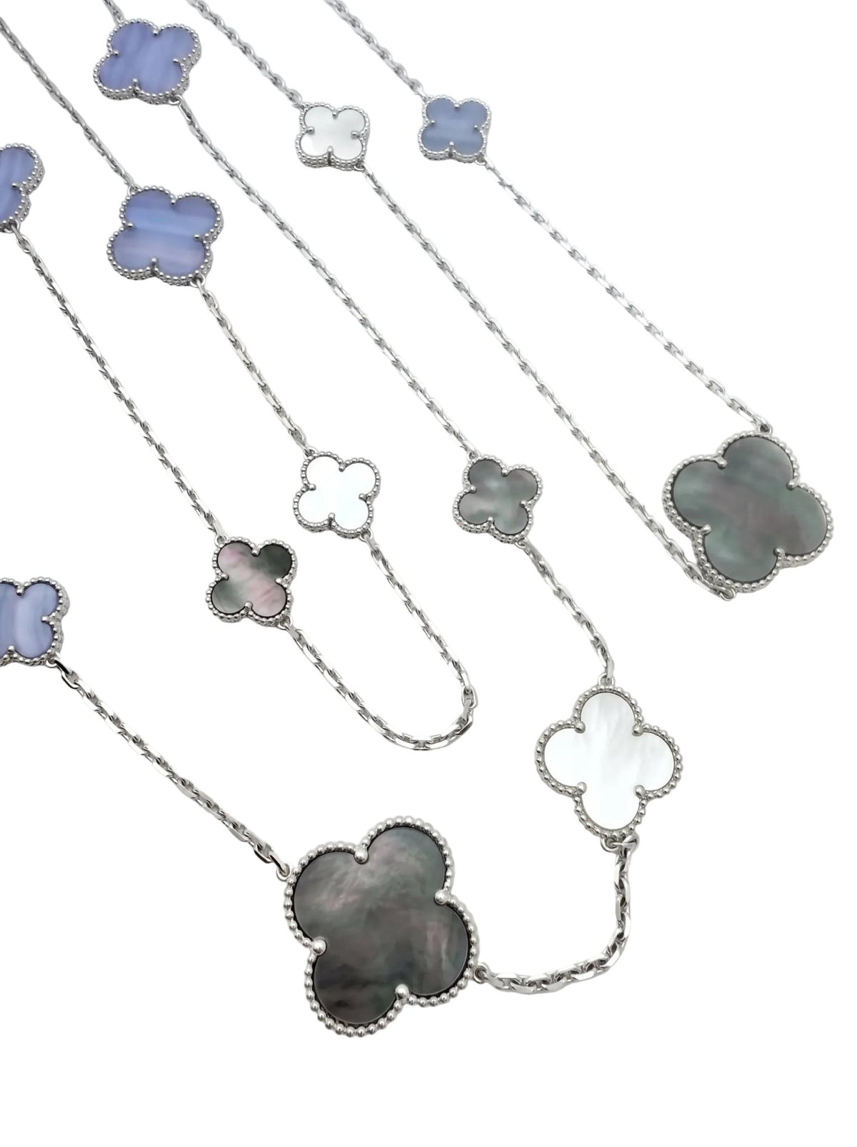 Van Cleef & Arpels - 18k White Gold Mother-of-Pearl Chalcedony Magic Alhambra Necklace