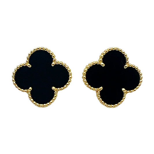 Van Cleef & Arpels - 18k Yellow Gold Black Onyx Magic Alhambra Earrings