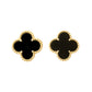 Van Cleef & Arpels - 18k Yellow Gold Black Onyx Vintage Alhambra Earrings