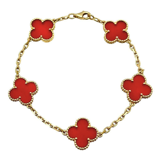 Van Cleef & Arpels - 18k Yellow Gold Carnelian Vintage Alhambra Bracelet