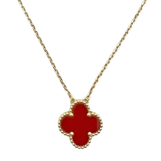 Van Cleef & Arpels - 18k Yellow Gold Carnelian Vintage Alhambra Pendant