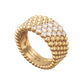 Van Cleef & Arpels - 18k Yellow Gold Diamond 5-Row Perlée Band Ring
