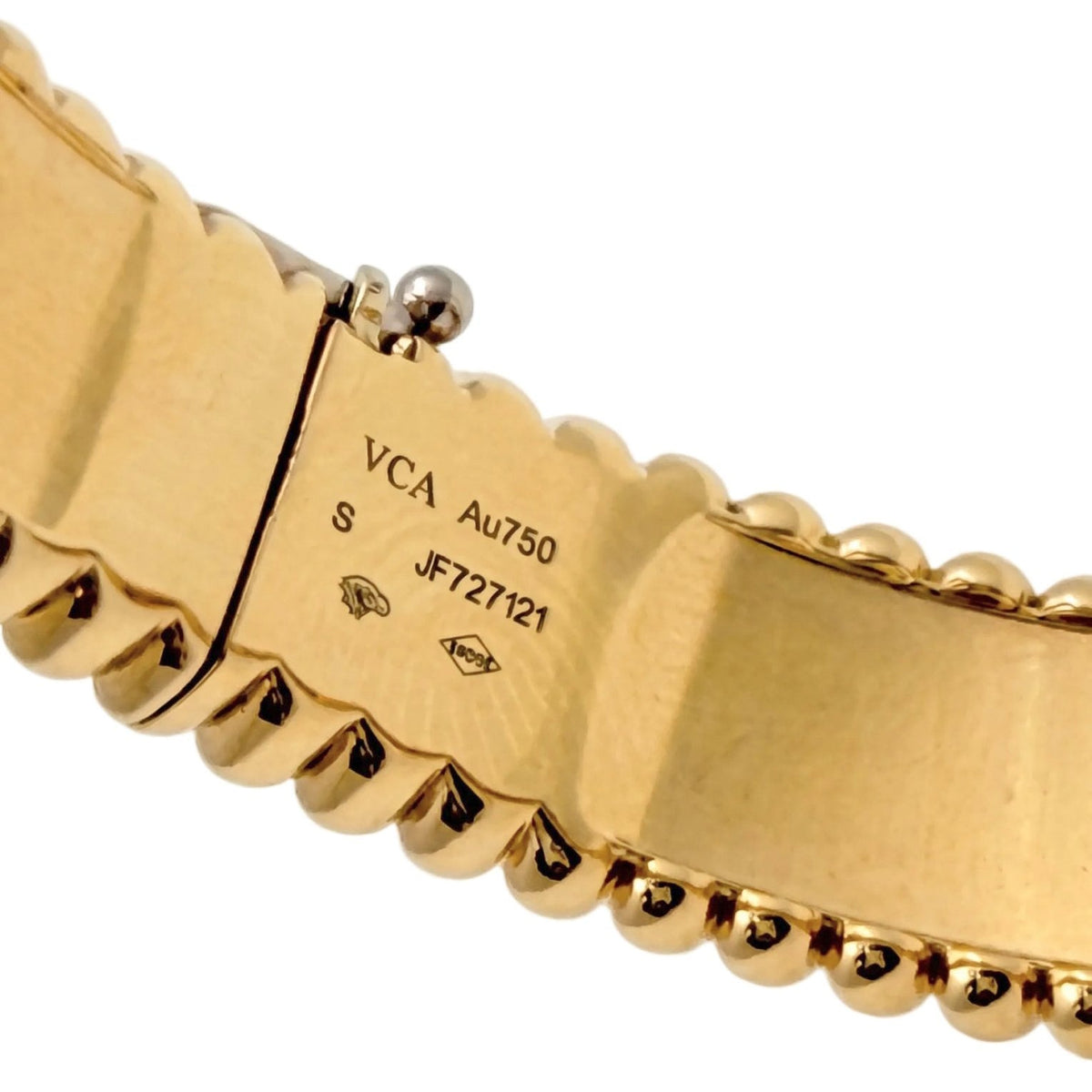Van Cleef & Arpels - 18k Yellow Gold Diamond 5-Row Perlée Bangle Bracelet
