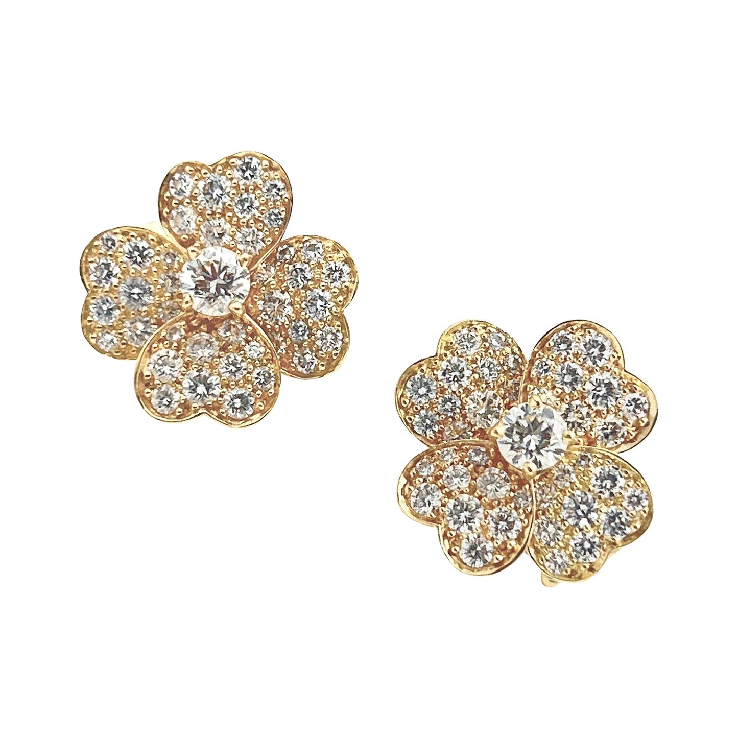 Van Cleef & Arpels - 18k Yellow Gold Diamond Cosmos Earrings