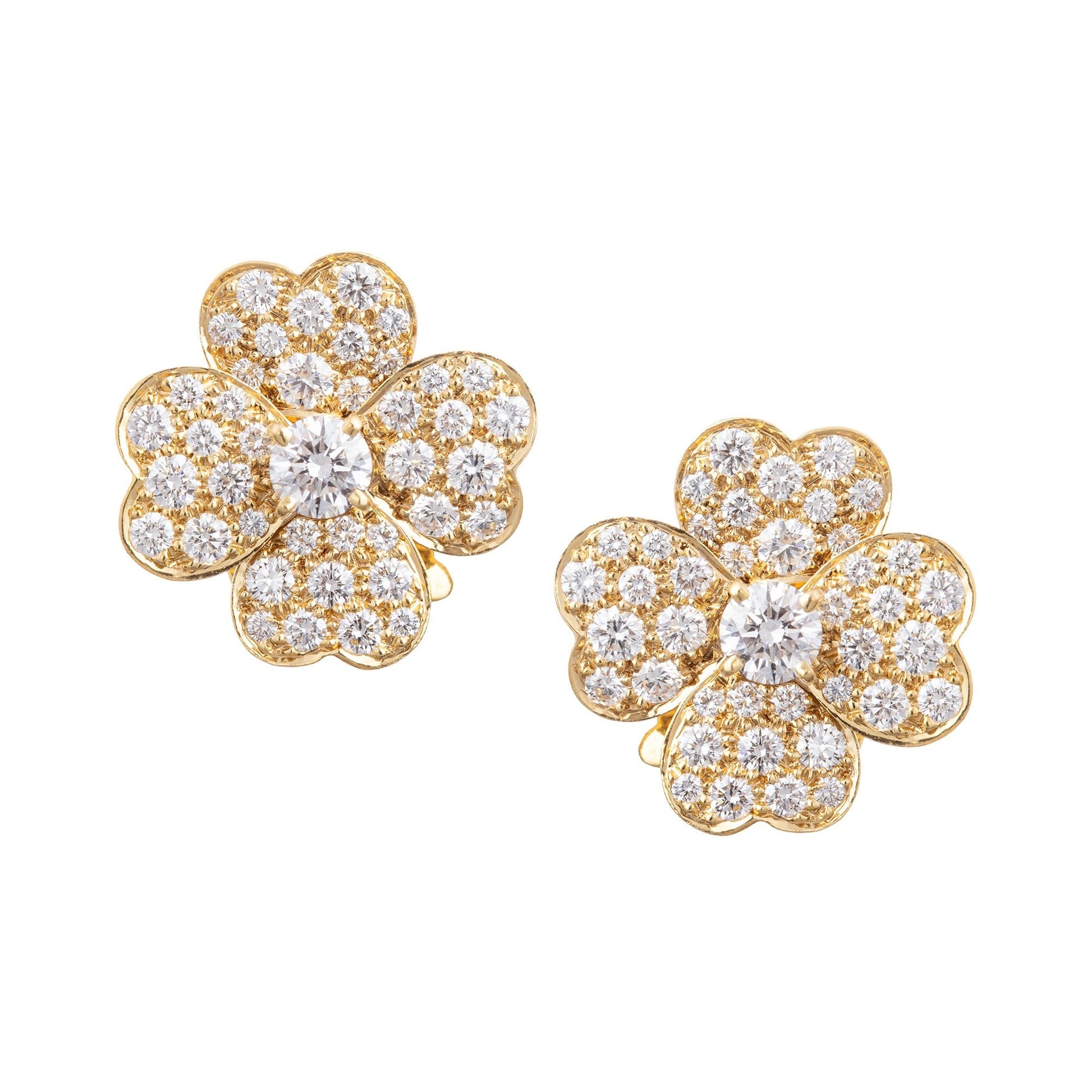 Van Cleef & Arpels - 18k Yellow Gold Diamond Small Cosmos Earrings