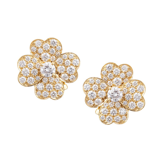Van Cleef & Arpels - 18k Yellow Gold Diamond Small Cosmos Earrings