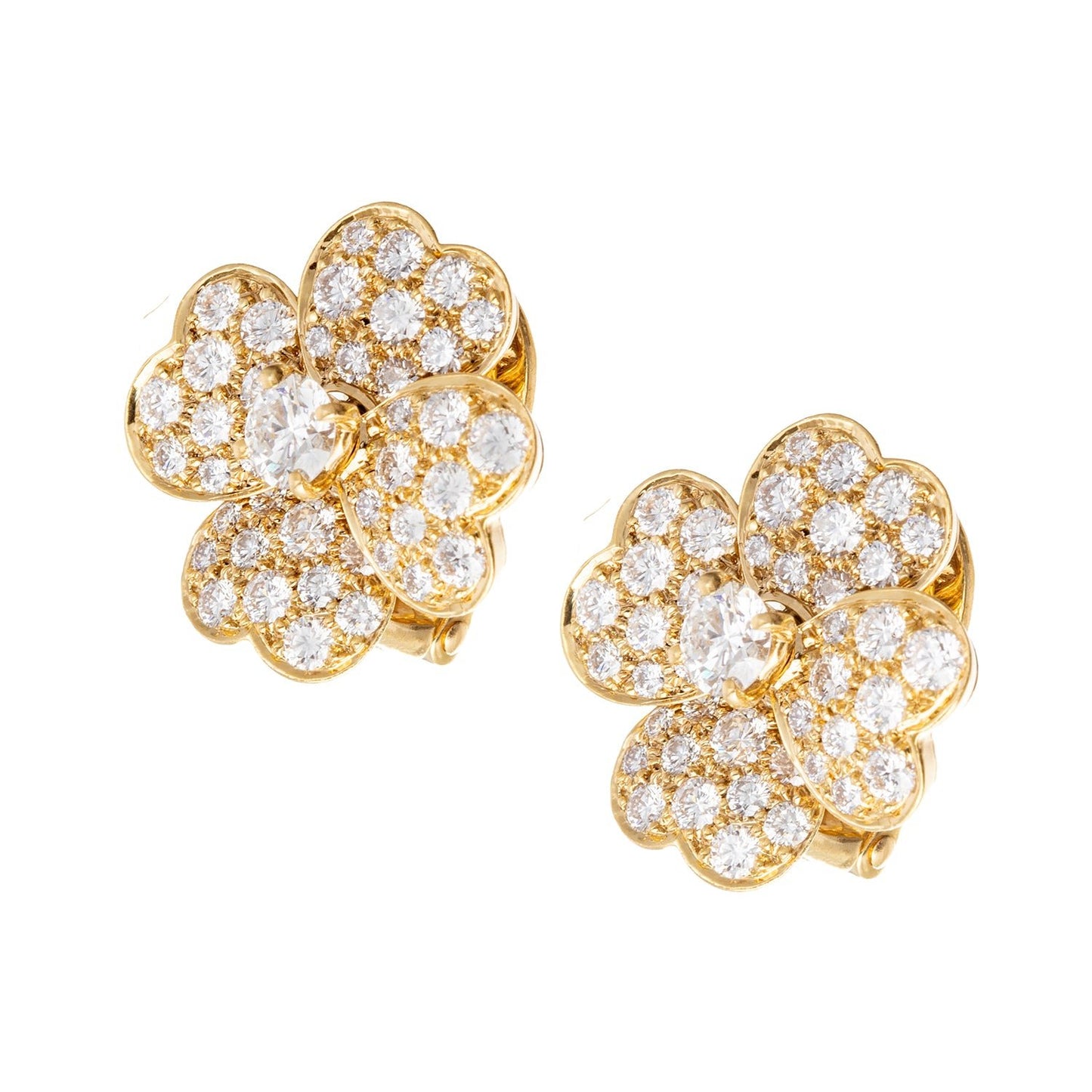 Van Cleef & Arpels - 18k Yellow Gold Diamond Small Cosmos Earrings