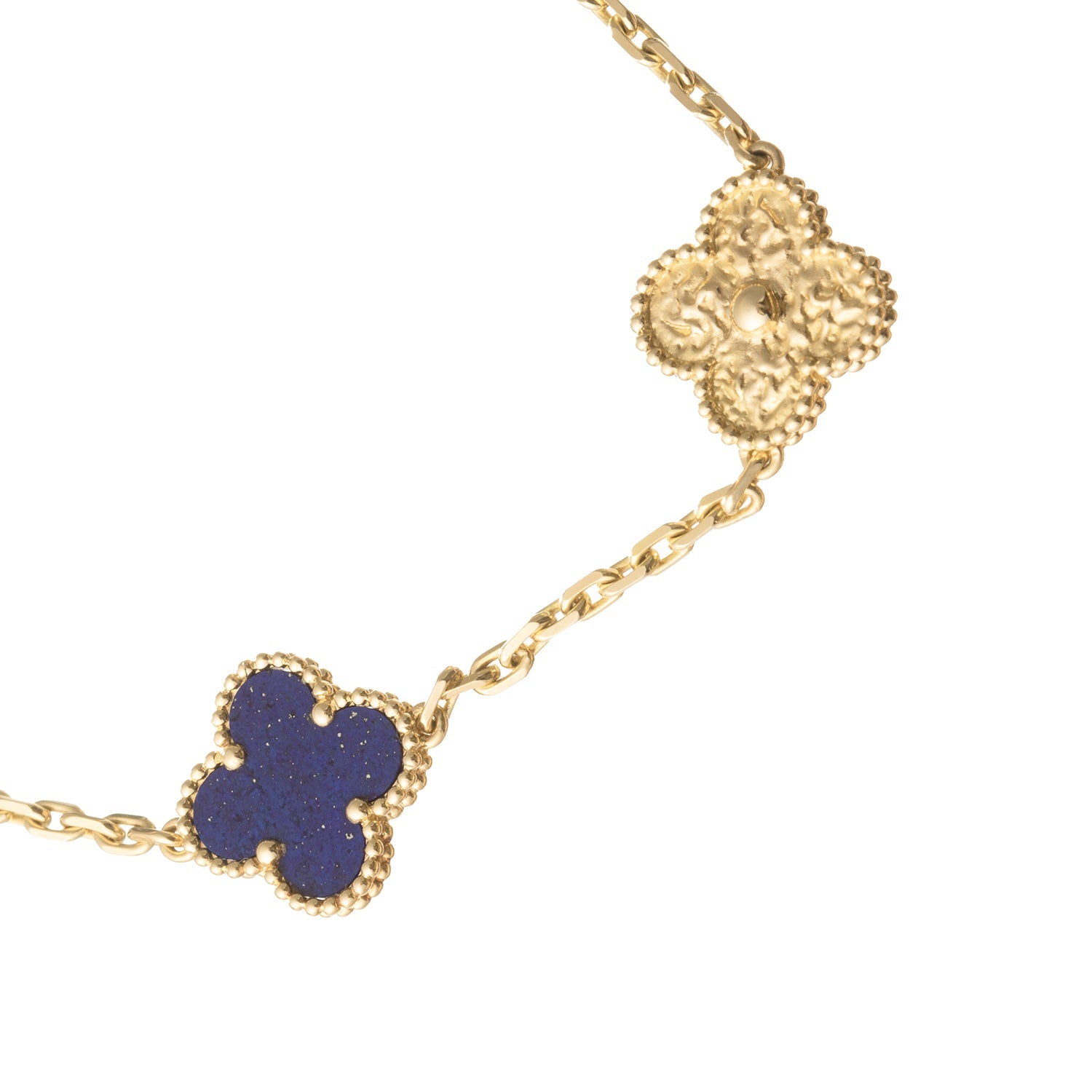 Van Cleef & Arpels - 18k Yellow Gold Lapis Limited Edition Vintage Alhambra Necklace