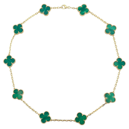 Van Cleef & Arpels - 18k Yellow Gold Malachite Vintage Alhambra Necklace