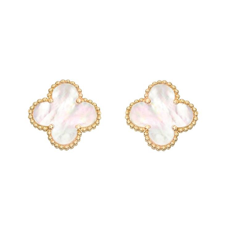 Van Cleef & Arpels - 18k Yellow Gold Mother-of-Pearl Vintage Alhambra Earrings
