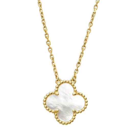 Van Cleef & Arpels - 18k Yellow Gold Mother - of - Pearl Vintage Alhambra Pendant