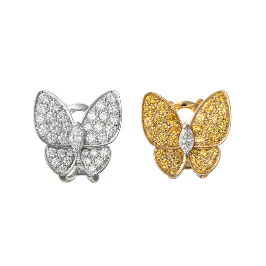 Van Cleef & Arpels - Diamond & Yellow Sapphire Two Butterfly Earrings