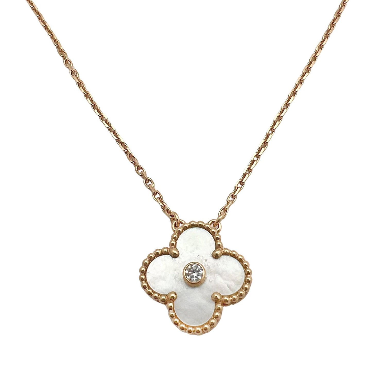 Van Cleef & Arpels - Mother-of-Pearl Diamond Vintage Alhambra Pendant