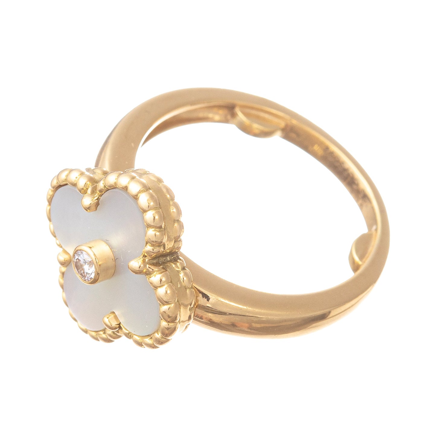 Van Cleef & Arpels - Mother - of - Pearl Diamond Vintage Alhambra Ring