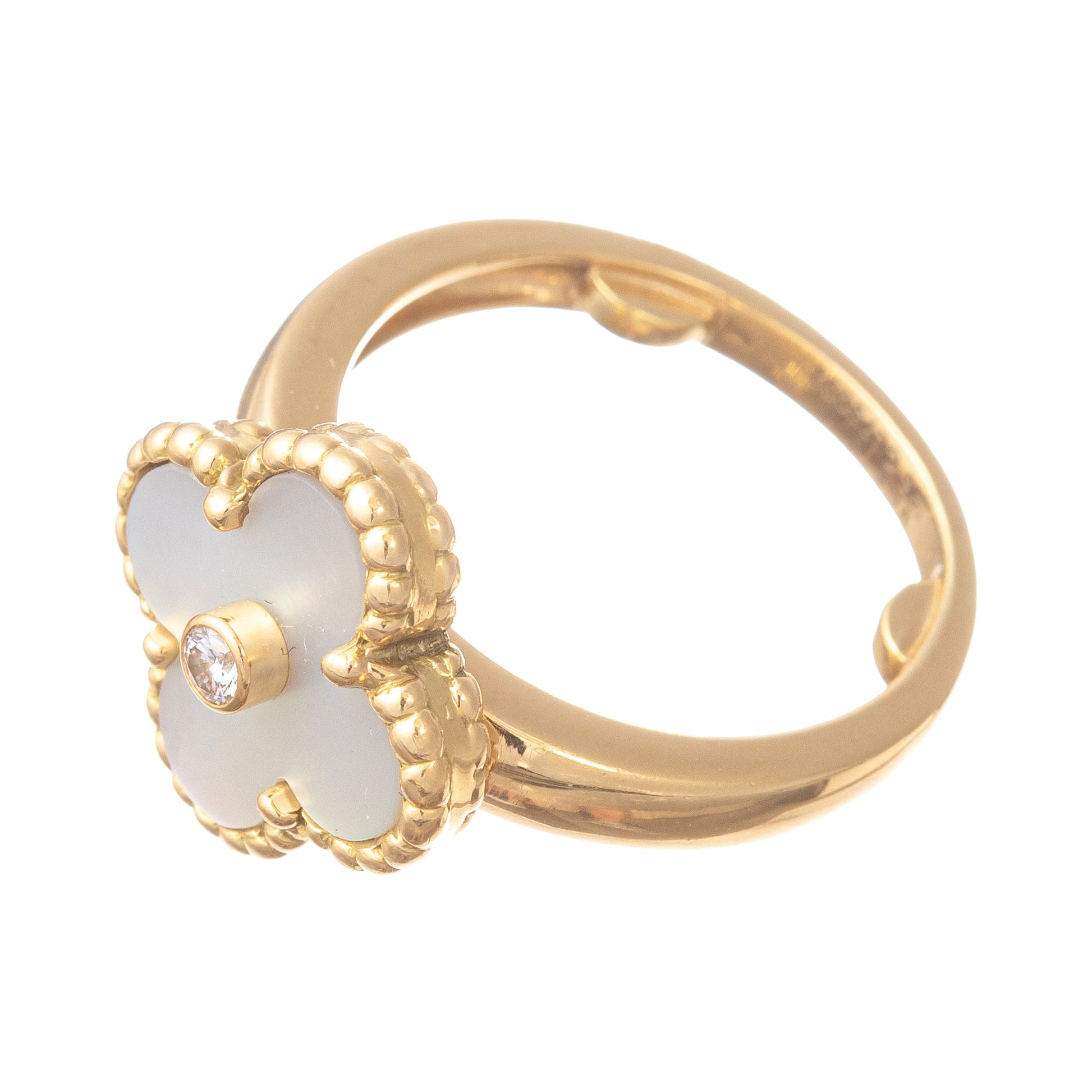 Van Cleef & Arpels - Mother - of - Pearl Diamond Vintage Alhambra Ring