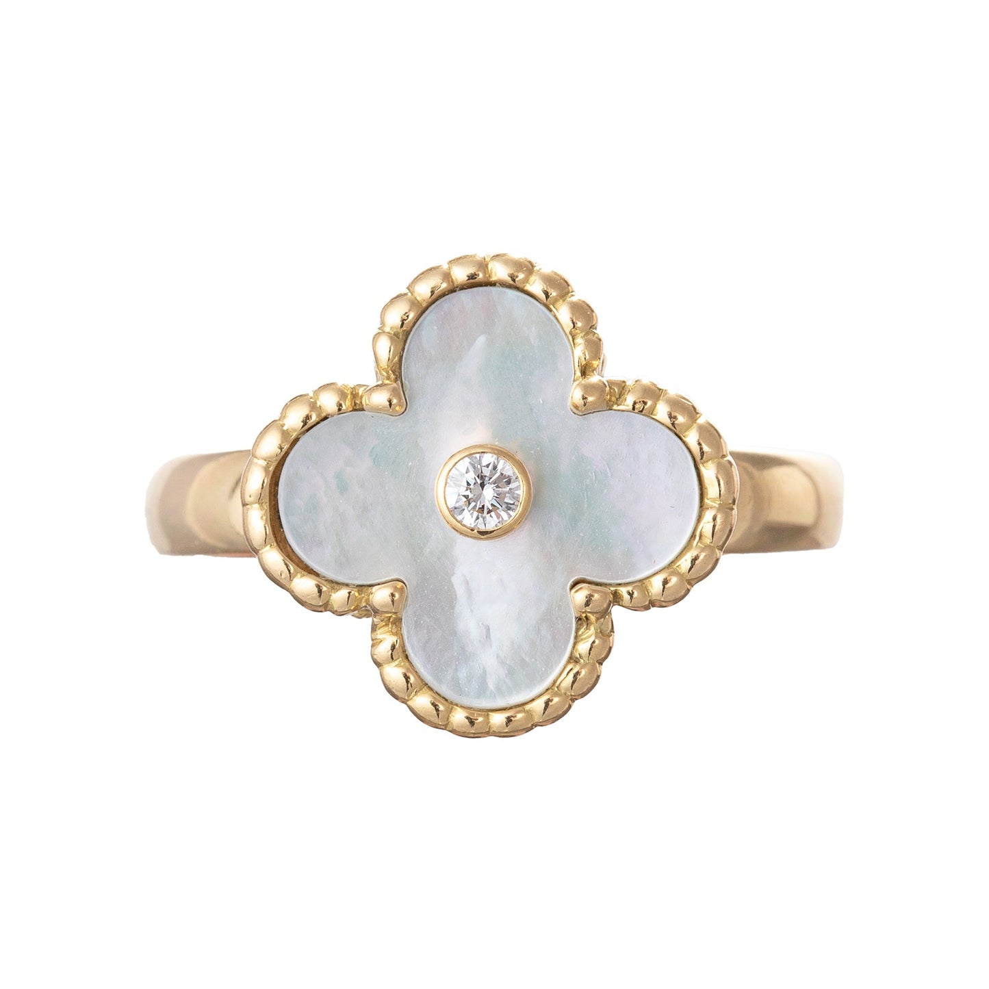 Van Cleef & Arpels - Mother - of - Pearl Diamond Vintage Alhambra Ring