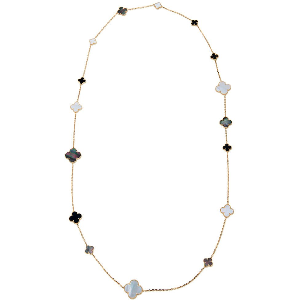 Van Cleef & Arpels - Mother - of - Pearl Onyx Magic Alhambra Long Necklace