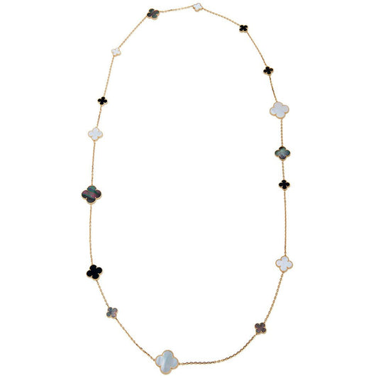 Van Cleef & Arpels - Mother - of - Pearl Onyx Magic Alhambra Long Necklace