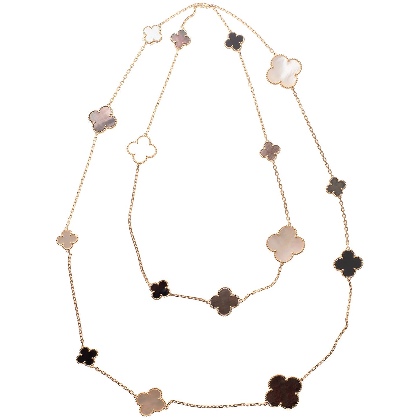 Van Cleef & Arpels - Mother - of - Pearl Onyx Magic Alhambra Long Necklace