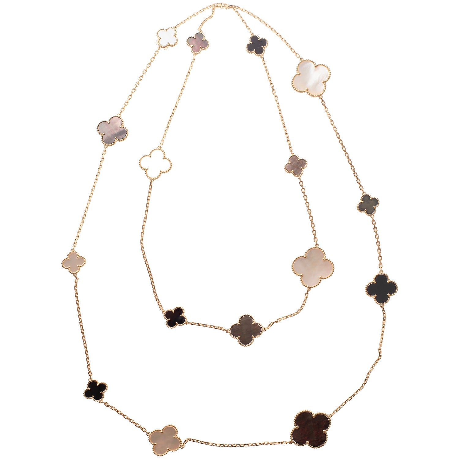 Van Cleef & Arpels - Mother - of - Pearl Onyx Magic Alhambra Long Necklace