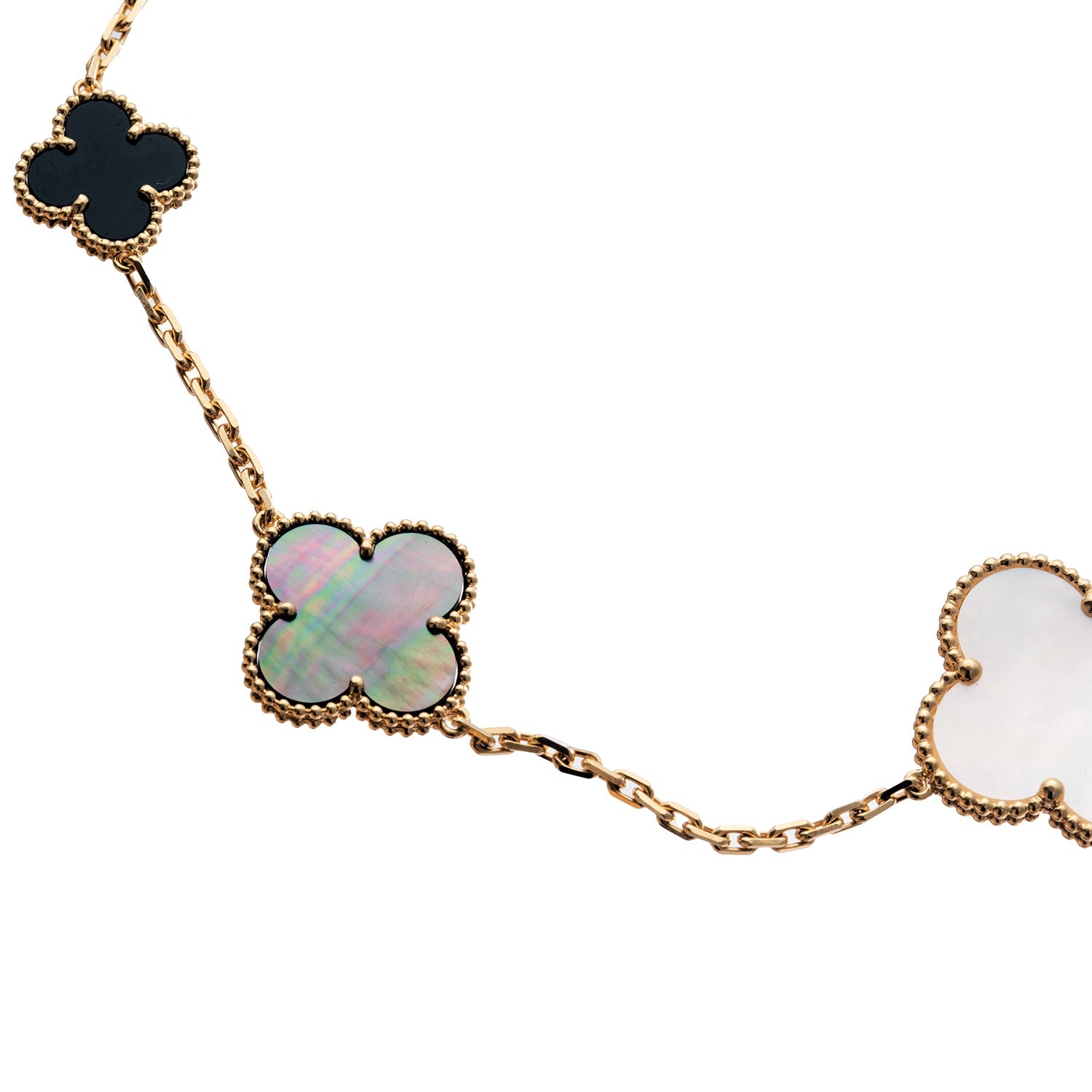 Van Cleef & Arpels - Mother - of - Pearl Onyx Magic Alhambra Long Necklace