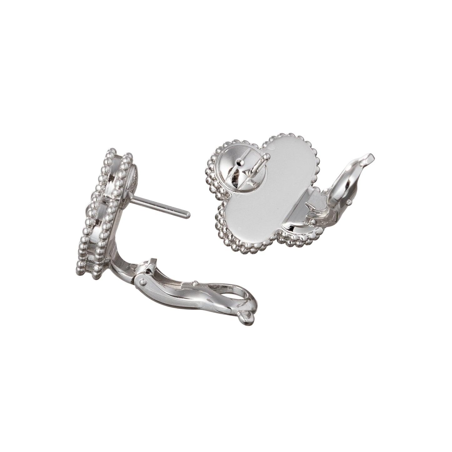 18k White Gold Guilloché Vintage Alhambra Earrings