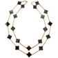 18k Rose Gold Silver Obsidian Vintage Alhambra Long Necklace