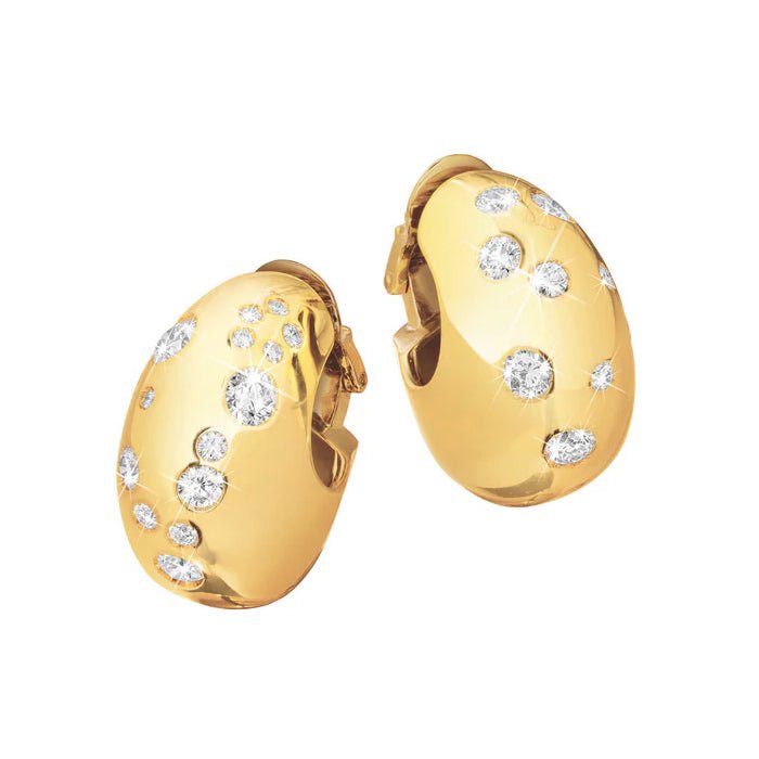 Verdura - 18k Yellow Gold Diamond Constellation Hoop Earrings