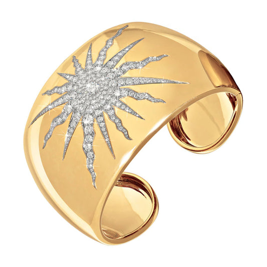 Verdura - 18k Yellow Gold Diamond Sun Cuff Bracelet