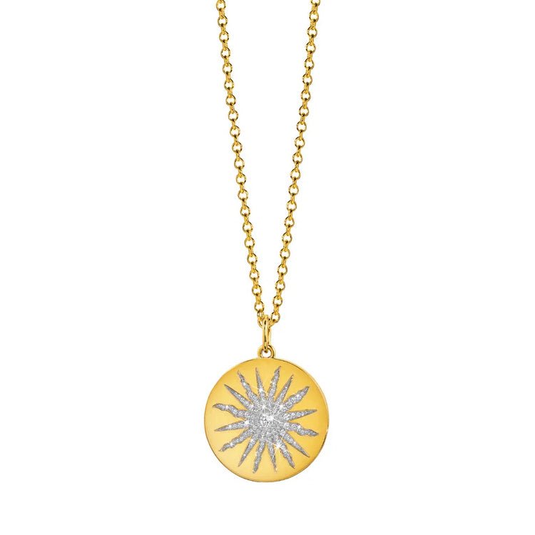 Verdura - 18k Yellow Gold Diamond Sun Pendant Necklace