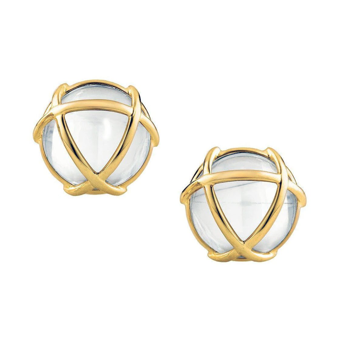 Verdura - 18k Yellow Gold Rock Crystal Caged Earrings