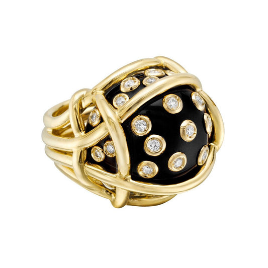 Verdura - Black Jade Diamond Polka Dot Ring