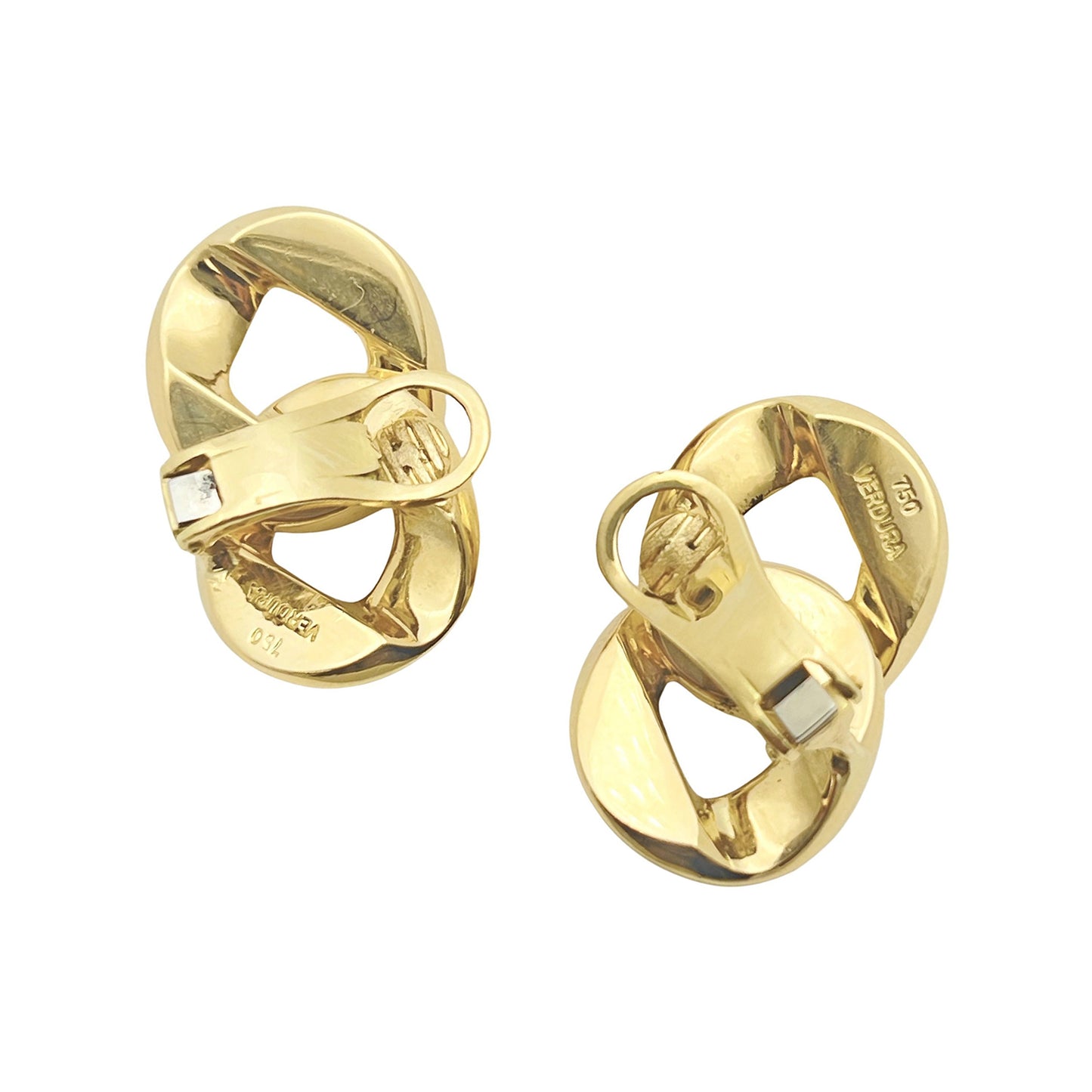 Estate 18k Yellow Gold Double Curb-Link Earrings