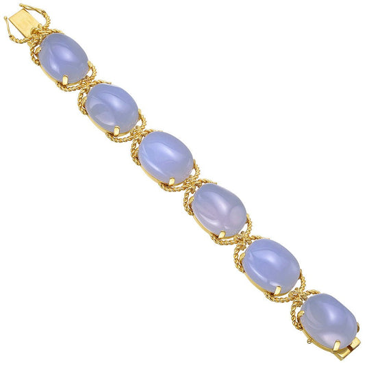 Verdura - Estate 18k Yellow Gold Blue Chalcedony Pebble Bracelet