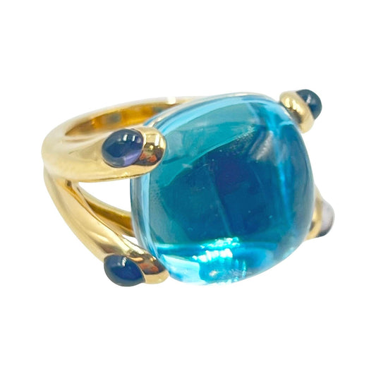 Verdura - Estate 18k Yellow Gold Blue Topaz Iolite Candy Ring