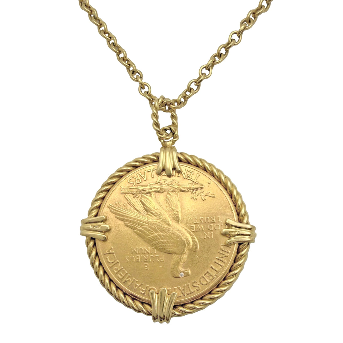 Verdura - Estate 18k Yellow Gold Diamond "10 Buck" Coin Pendant